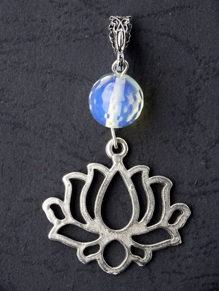 Opalite and Lotus, pendant